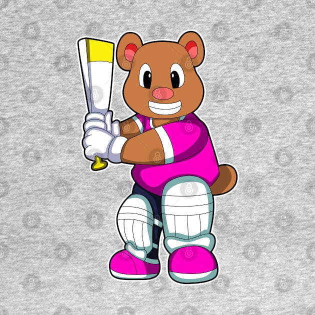 Bear as Batsman with Cricket bat by Markus Schnabel